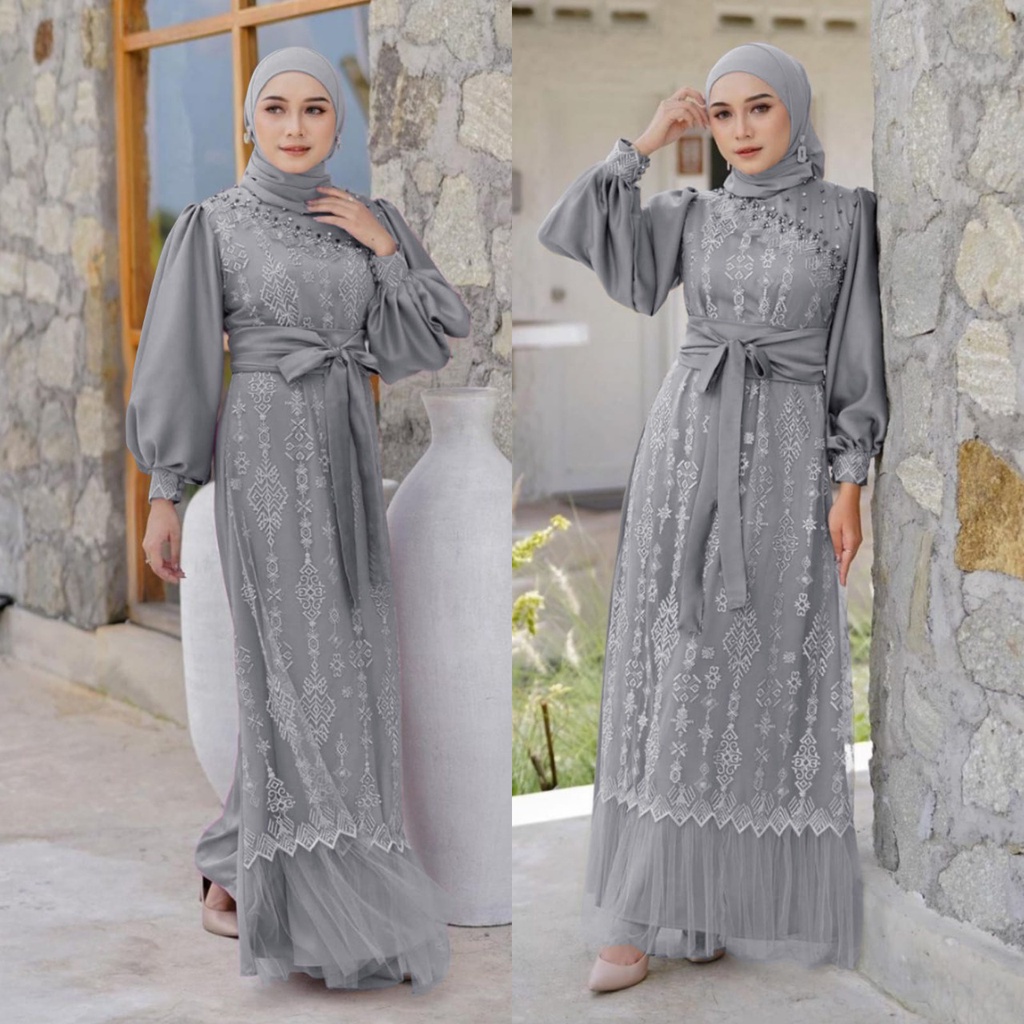 HCL Maxi Dress Brukat Rissa - Longdress Muslim Terbaru Wanita