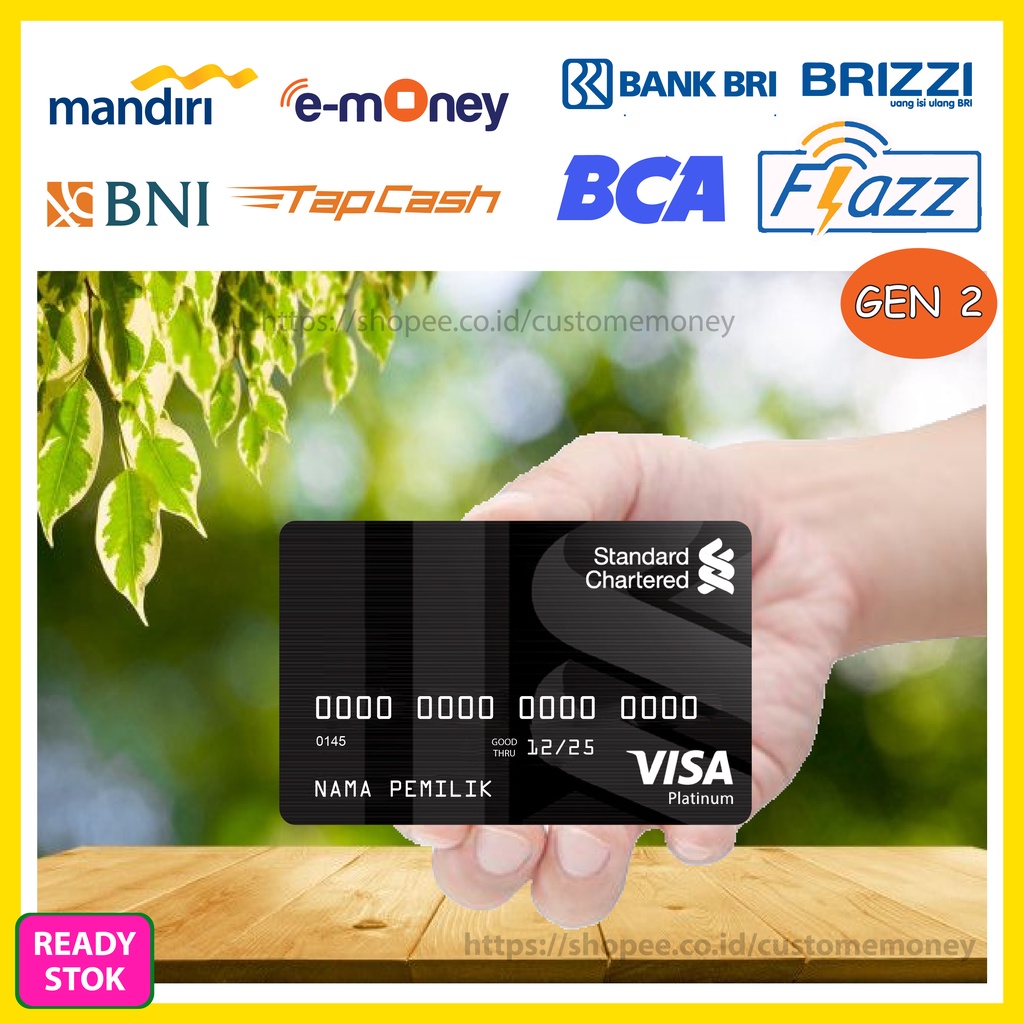 KARTU EMONEY DESIGN STANDART PLATINUM KARTU ETOLL E-MONEY MANDIRI FLAZZ GEN 2 TAPCASH BRIZZI - 1 SISI