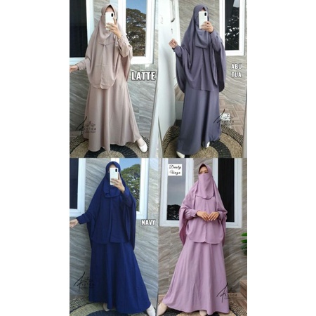 Gamis Wolfis Set Syari/ Set gamis wolfis syar'i