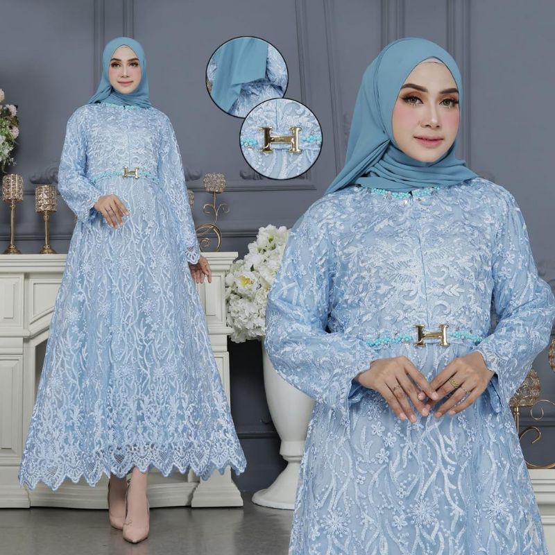 Gamis Tile Zahra Busui Frendly Kombinasi Payet Mutiara Modern/ Gamis/ Gamis Kondangan/ Gamis Tile/ Gamis Brokat/ Gamis Pesta/ Gamis Seragaman/ Gamis Mutiara/ Gamis Busui Frendly