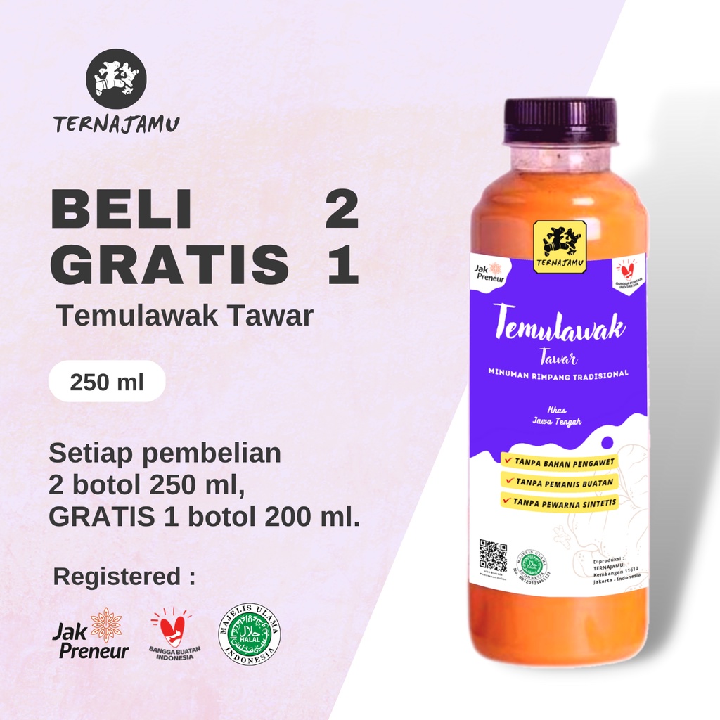 

Jamu Temulawak Tawar / Jamu Herbal Tradisional Penambah Nafsu Makan 250 ml - TERNAJAMU