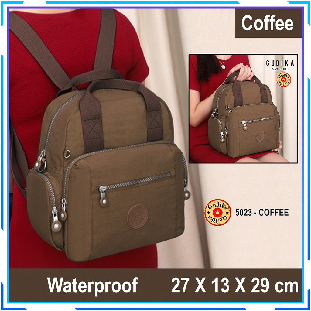 GUDIKA 5023 - Tas Ransel Laptop Wanita Kekinian Import Original Terbaru Bahan Nilon Waterproof Anti Air Premium Korea bisa muat banyak barang banyak slot kocek terlaris - tas wanita - tas cewek - tas kerja - tas laptop - rangsel - gudika bag - tas gudika