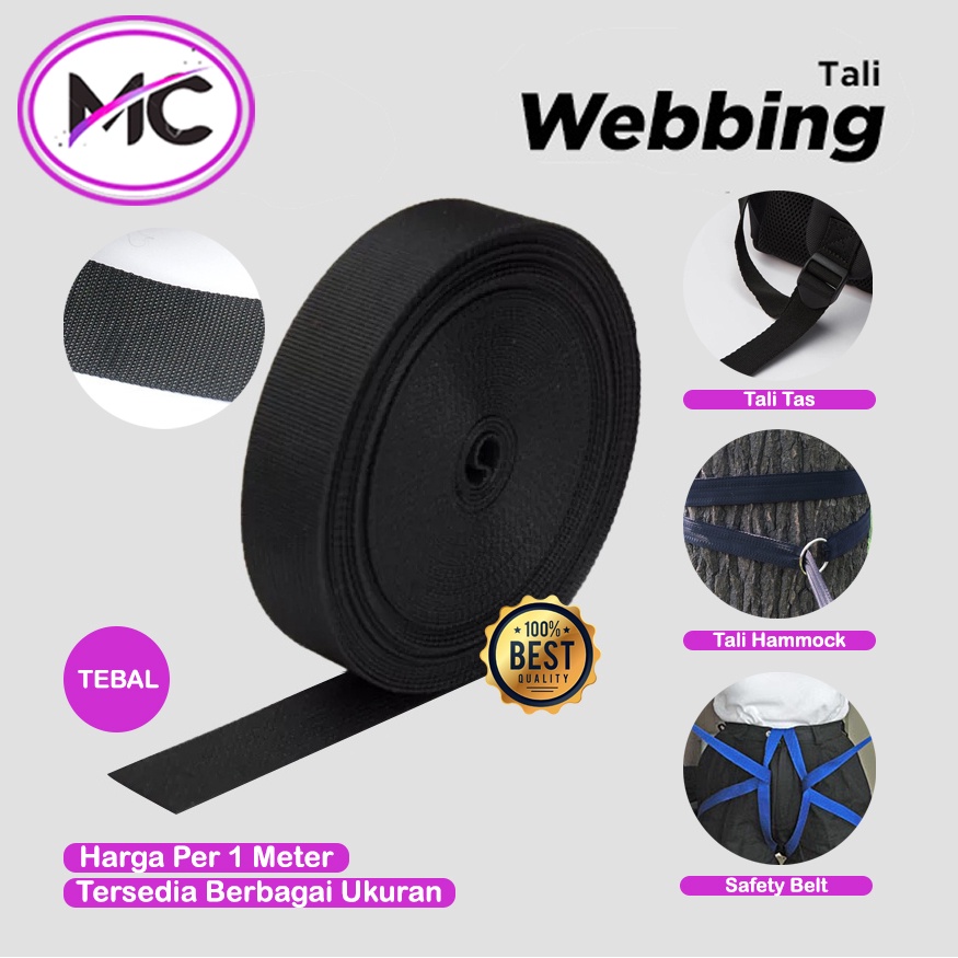 Tali Webbing Tebal 2 cm 2,5 cm 3,8 cm Tali Tabular Tubilar Bahan Nylon Polypropylene Webing Tas