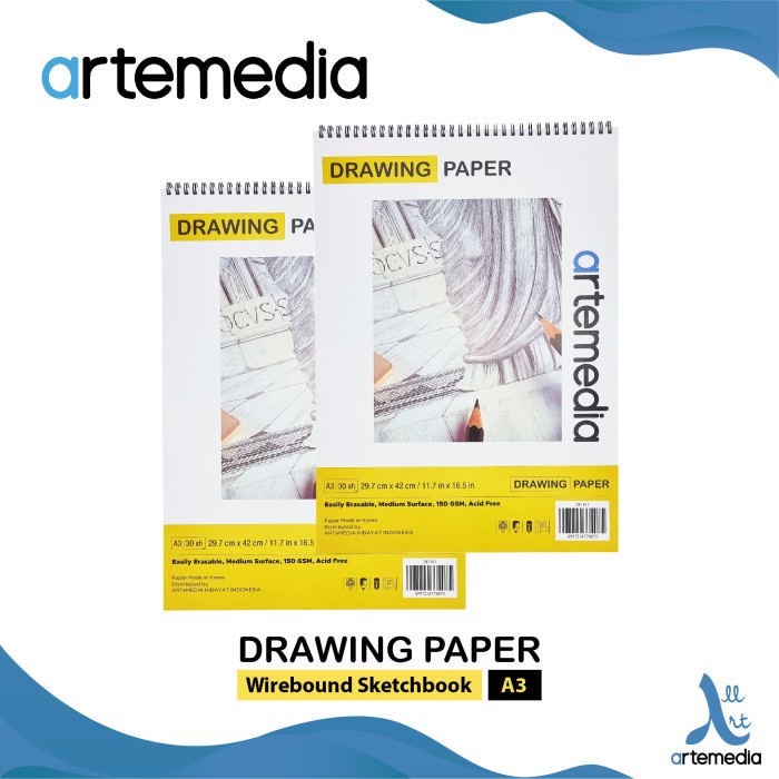 

DISKON SHOPEE/ Buku Sketsa Artemedia Drawing Paper Book A3 Wire Bound Sketchbook