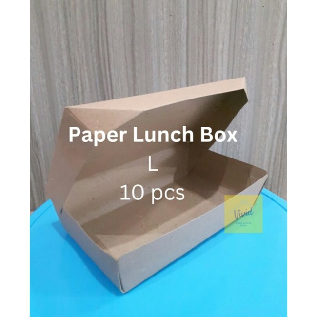 Paper Box Coklat L - Paper Lunch Box Take Away - Kotak Makan Kertas L (10pcs)