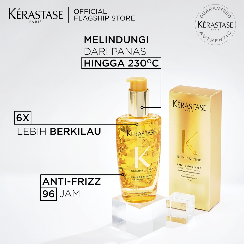 Kerastase Serum Rambut Kering Malam Hari &amp; Anti Frizz Hair Serum - 8H Magic Night Serum 90ml &amp; Elixir Ultime Original 100ml