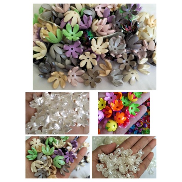 Cangkang bunga kecil Bahan Craft /30 gram / Mote Kelopak bunga broken white / Bahan Bros / Bahan Bun