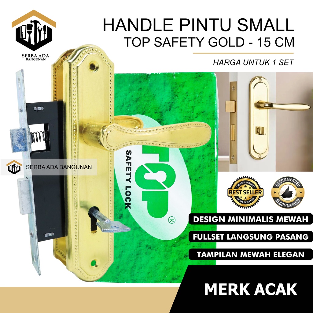 Handle Gagang Kunci Pintu Kecil Model Lama Jadul Mortise Door Locks Set TOP 688 Gold Antik Gold