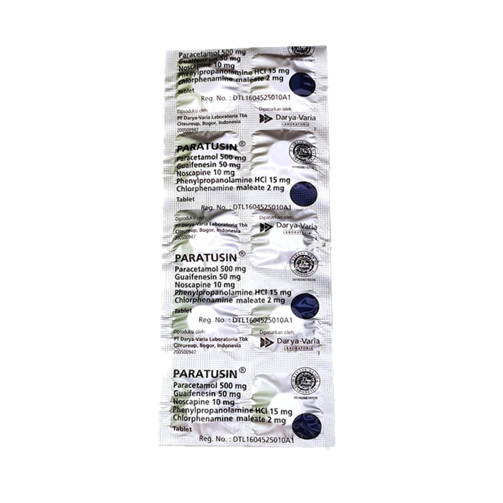 Paratusin Tablet Strip 10 Tablet Paracetamol Guaifenesin Noscapine - Obat Flu Batuk Berdahak / Batuk