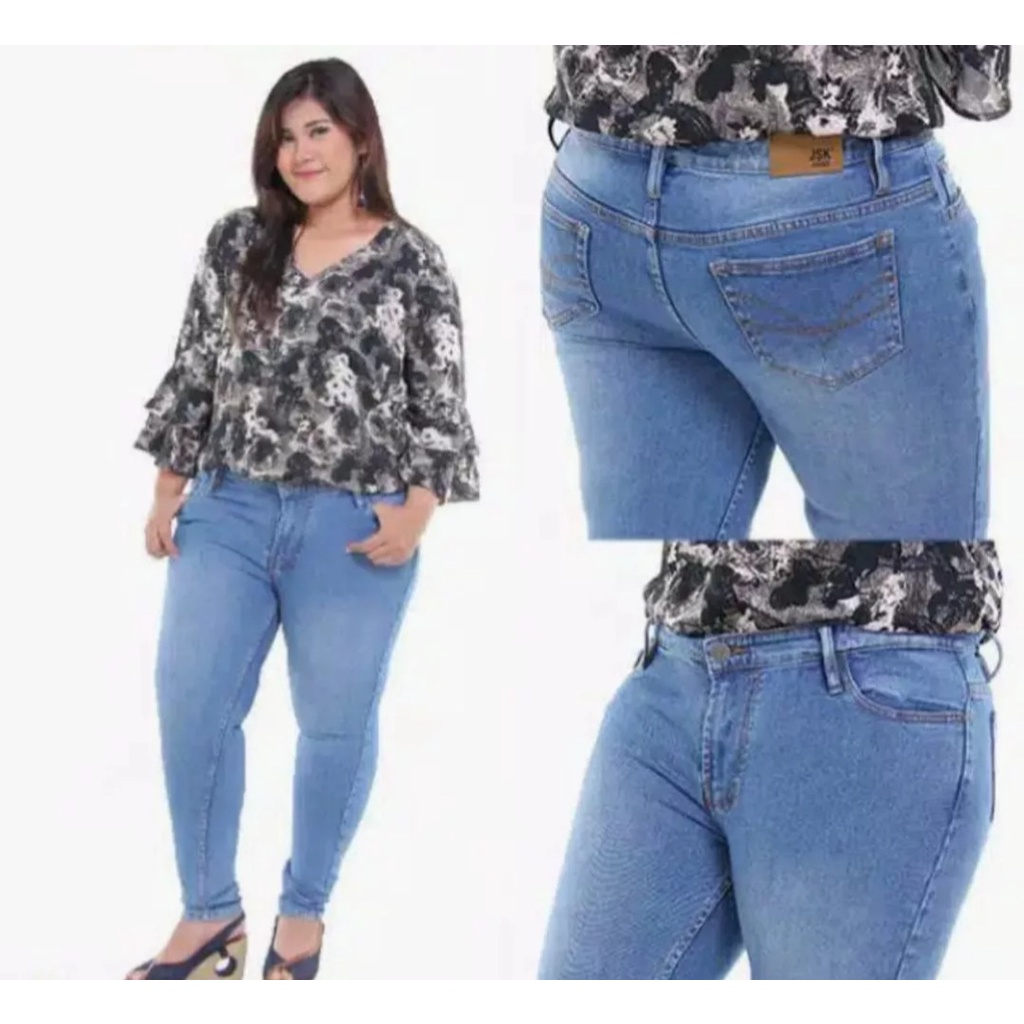 CELANA JEANS WANITA JUMBO - MODEL SKINY DENIM STREET SIZE 27 - 38 PILIHAN TERBAIK KEKINIAN