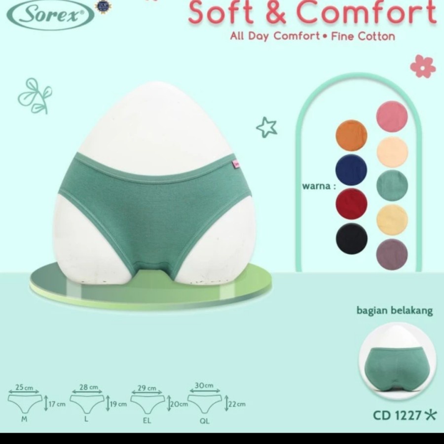 [12pcs] cd celana dalam wanita sorex 1227 1228 1229 0730 2071 1232 9076 katun grosir lusinan