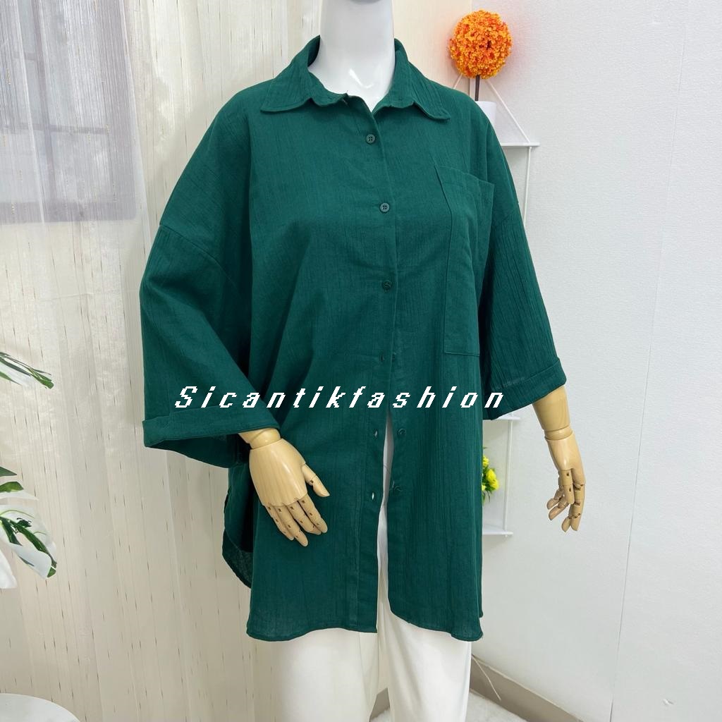 Kemeja Wanita Oversize Linen Crinkle / Tunik Wanita