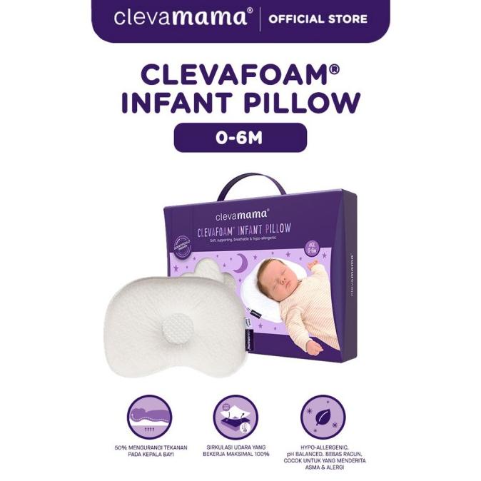 Clevamama Baby Clevafoam Infant Pillow - Bantal Anti Peyang Bayi 0-6