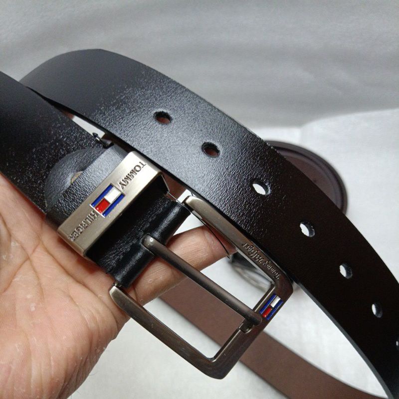 Ikat Pinggang Pria Kulit Import TOMMY HILFIGER || Ikat Pinggang Jarum Lubang Formal Sabuk Kerja