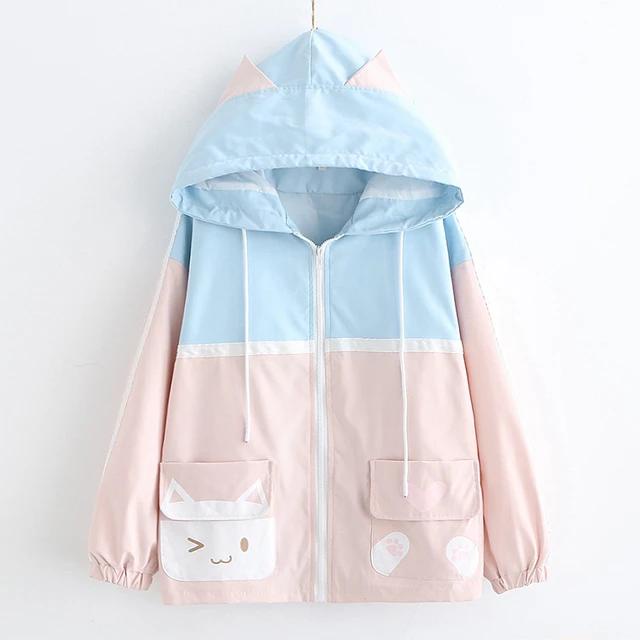 JAKET ZIPER POCKET WANITA SAKU LUCU KARAKTER KUCING