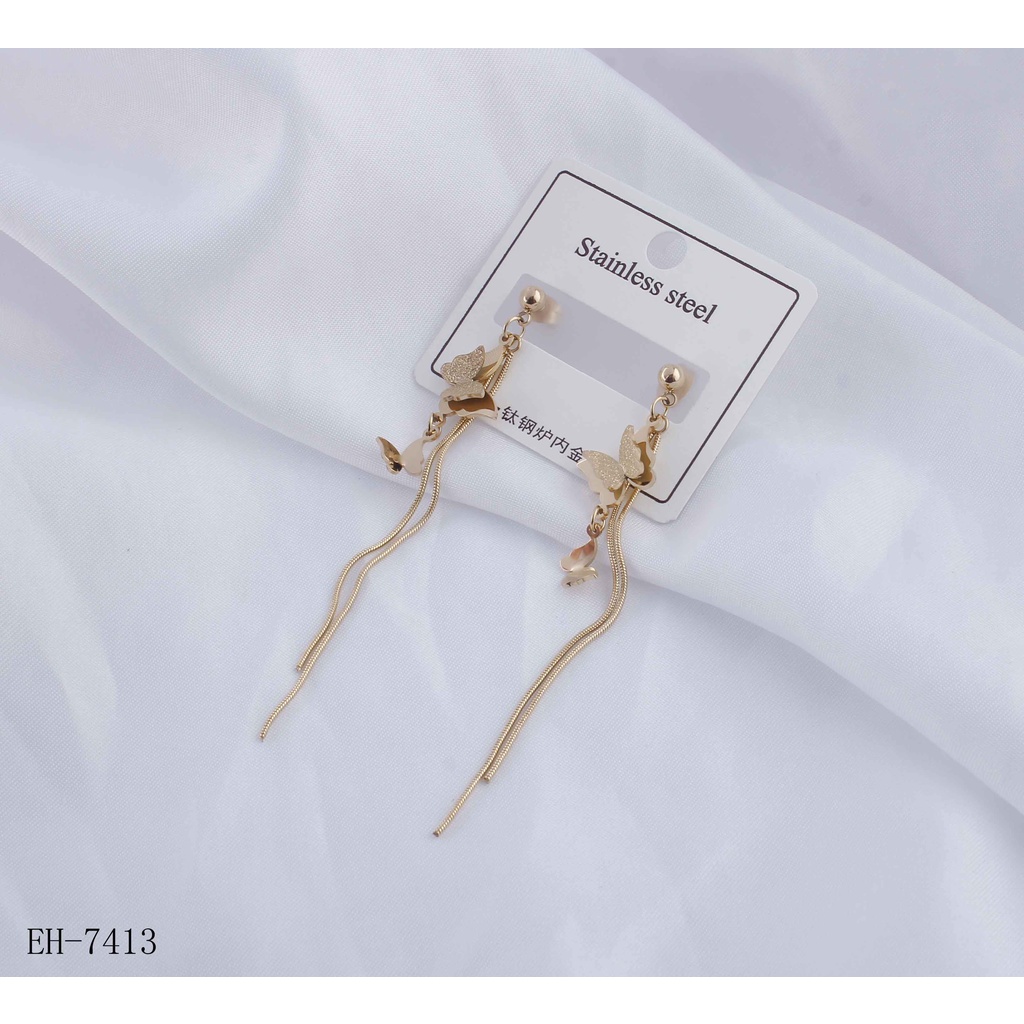 Anting Titanium Panjang Permata Perhiasan Fashion 7413/296