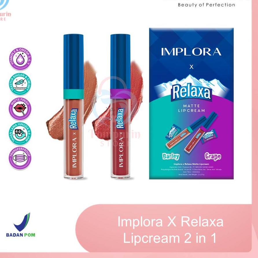 ➼ Implora X Relaxa Lipcream Barley Grape 2in1 Original  ❄