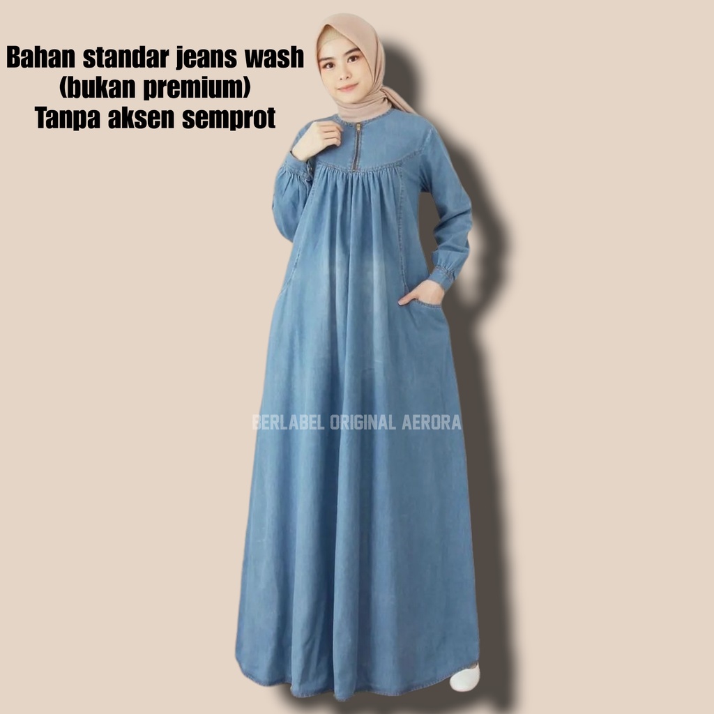 Baju Gamis Dress Jeans Jins Denim Jumbo Wanita Terbaru 2023 Kondangan Busui Kekinian Motif Polos Kancing Depan Ld 114 P 138 Gamis Vina Maxy Allsize