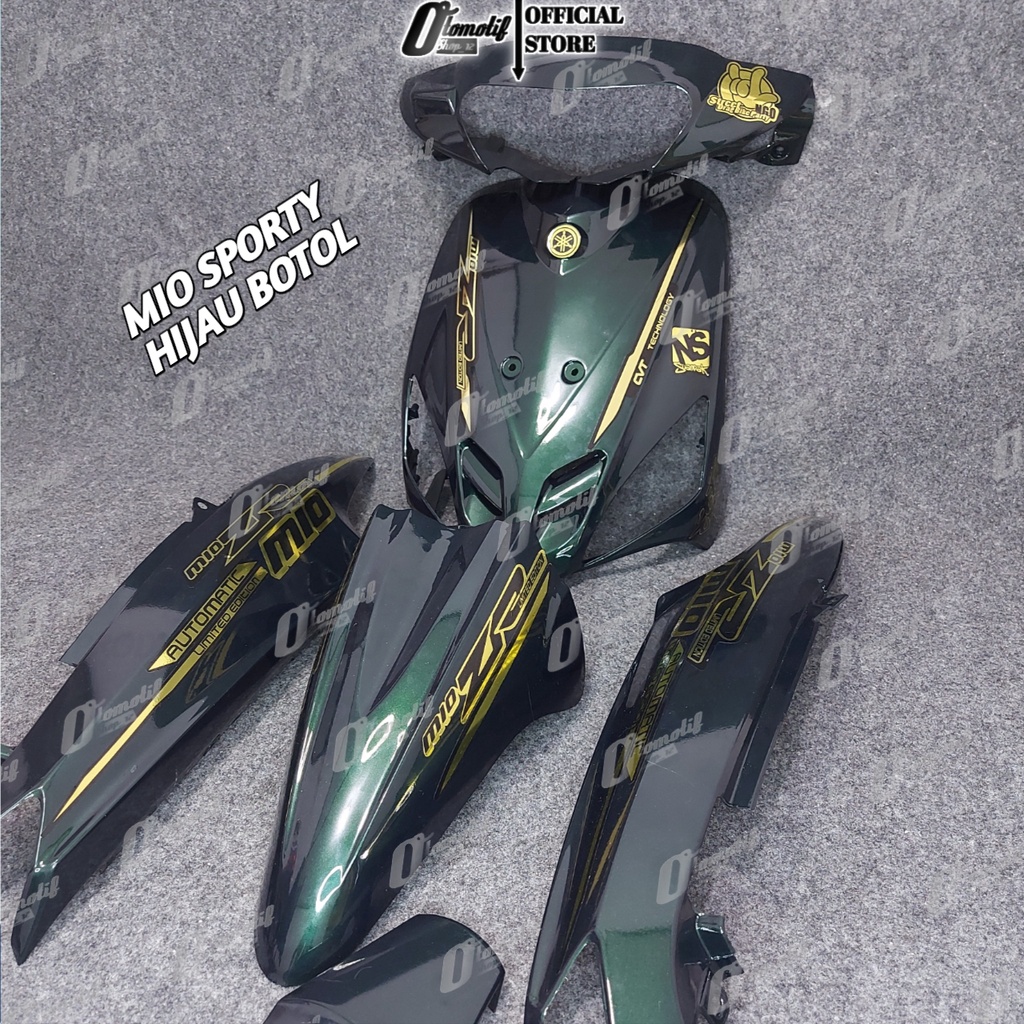 COVER BODY FULL HALUS MIO SPORTY HIJAU BOTOL PLUS STRIPING BODI ALUS MIO NEW MIO LAMA 2008 2009 2010
