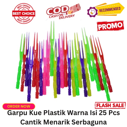 [BISA COD] PROMO Garpu Kue Plastik Warna Isi 25 Pcs Cantik Menarik Serbaguna Garpu Buah Garpu Kecil Tusukan Garpu Plastik Garpu Ulang Tahun Souvenir Alat Makan Murah Meriah