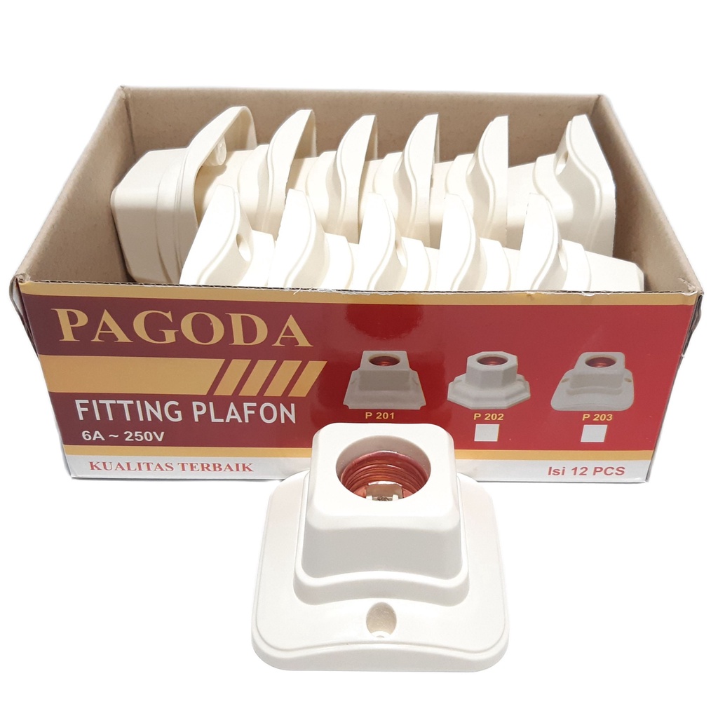 [PAKET HEMAT ISI 12] Pagoda Fitting Lampu Plafon Segi4, Segi8, Oval