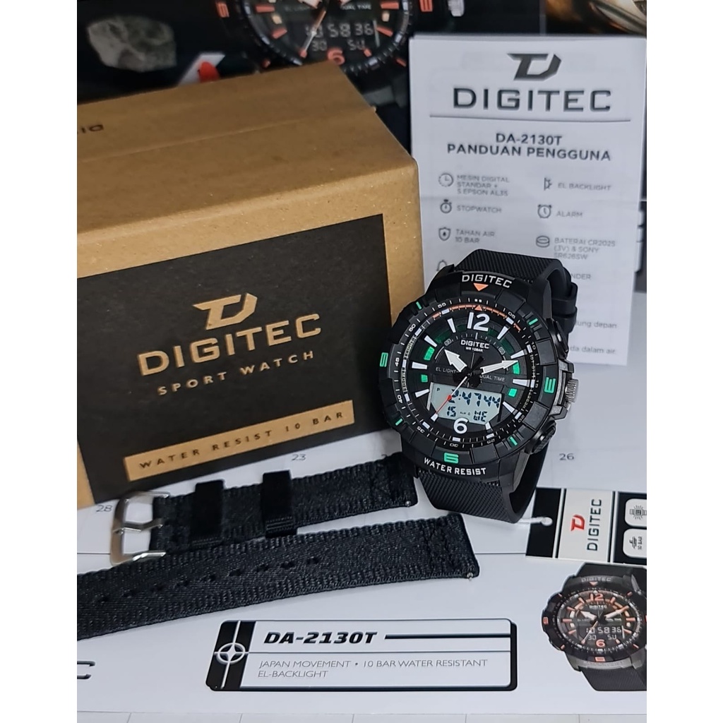 Jam Tangan Pria Digitec 2130 Free Extra Strap Original