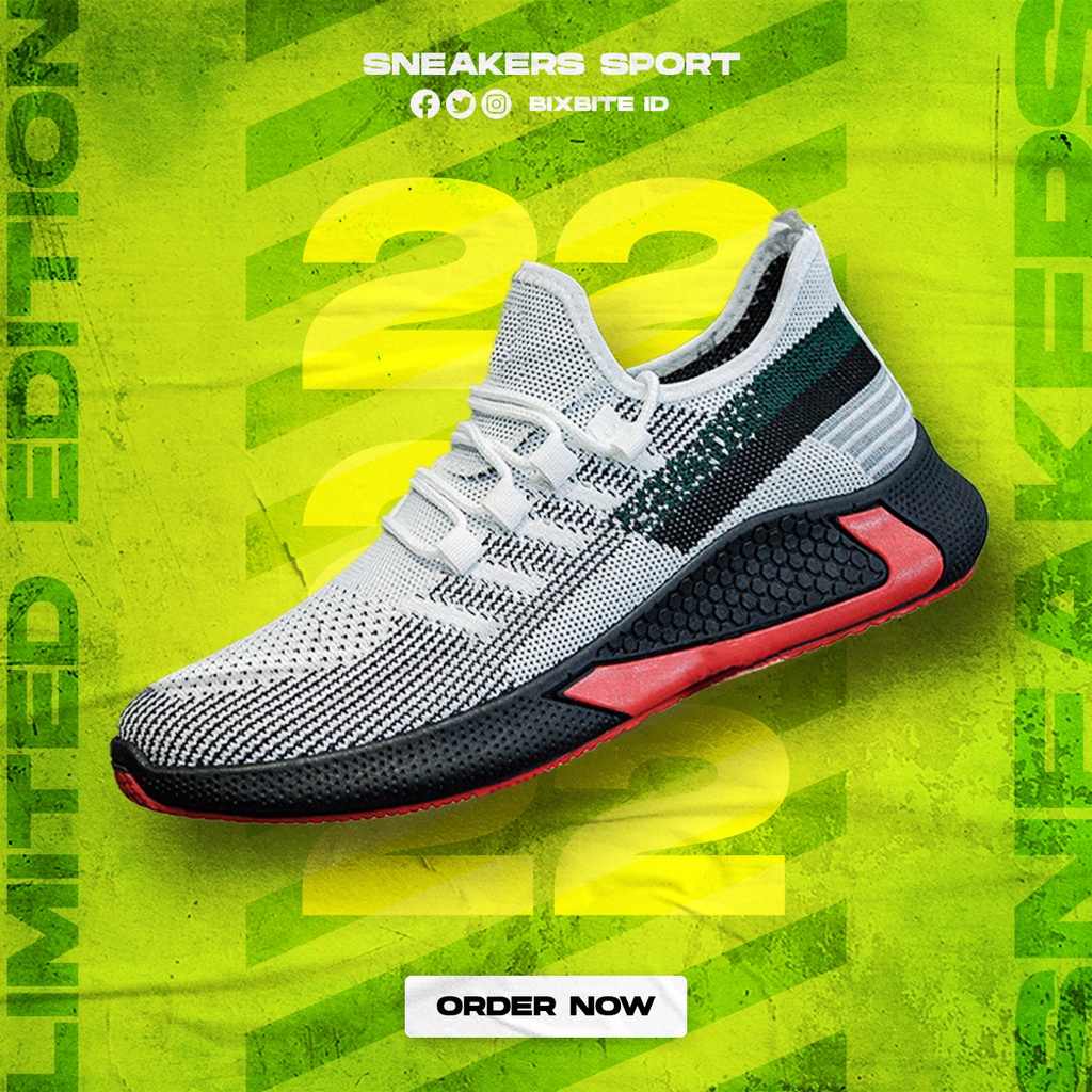 Sepatu Sneakers Running Olahraga Kets Sport Hitam Putih Pria Cowok Original Import Spatu Sneaker Lar