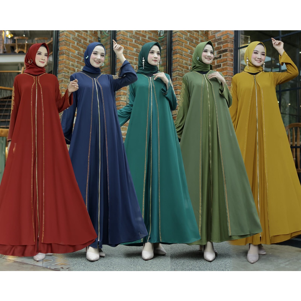 Sauna_Fashion.id/Gamis Abaya Turkey Maroko Premium Quality Fashion 2023 Mewah Hitam Wanita Dewasa El