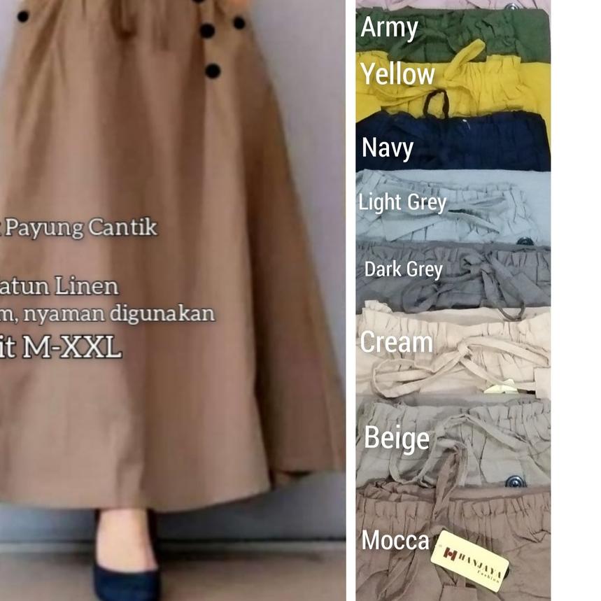 ❇ ROK KATUN LINEN RAMI PANJANG PAYUNG/ROK LEBAR MAYUNG. ROK REMAJA MUSLIM/ROK JUMBO ♦