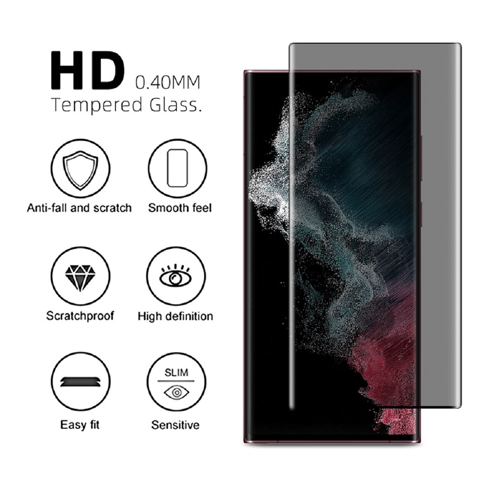 Tempered Glass Anti Spy Samsung S22 S21 S20 Ultra S22 S21 S20 Plus + S22 S21 S20 S10 Plus + S9 Plus + S8 Plus  +Anti Gores Kaca Anti Privasi