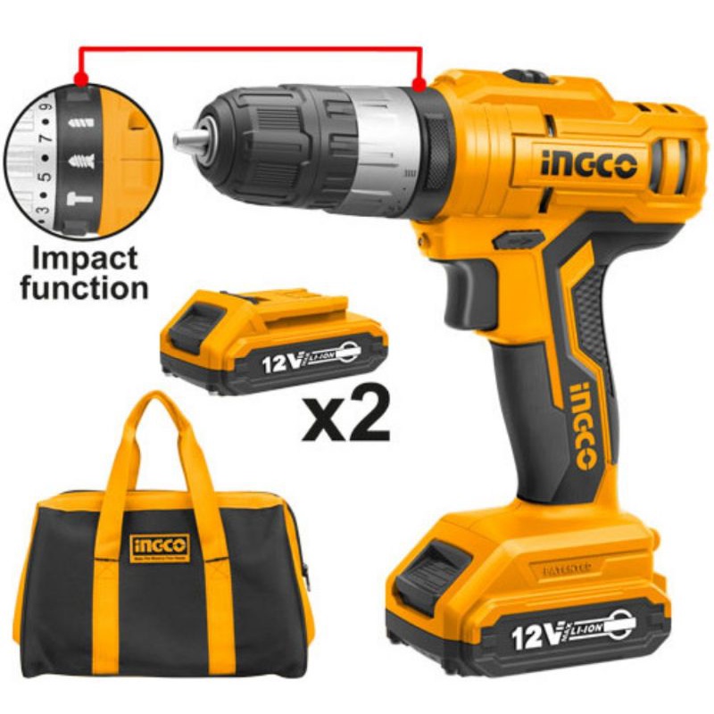 MESIN BOR IMPACT CORDLESS 10MM 12V CIDLI1222 INGCO