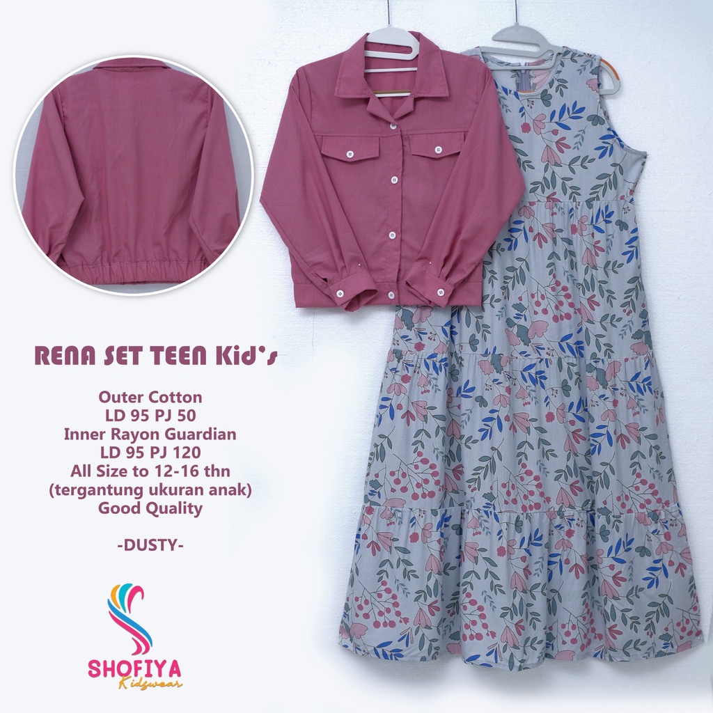 rena set teen kids stelan setelan 1 one set overal baju pakaian maxy maxi gamis syari longdress katu