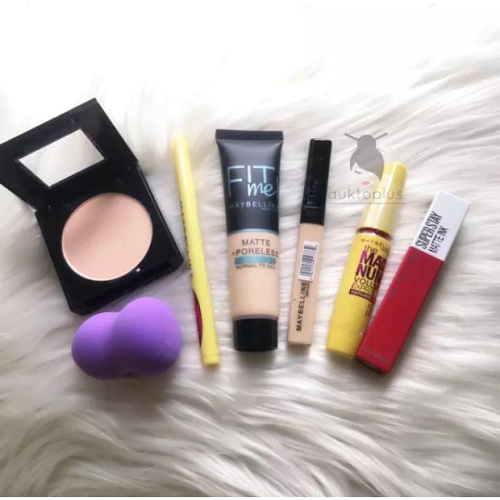 ArkanaShop - Paket Make Up 1 Set Murah Lengkap / Paket Kosmetik / Eyeshadow / Lipstik / Foundation / Concaeler / Maskara Maybelline / Eyeliner Anti Air / Spon Makeup / Bedak / Makeup Brush