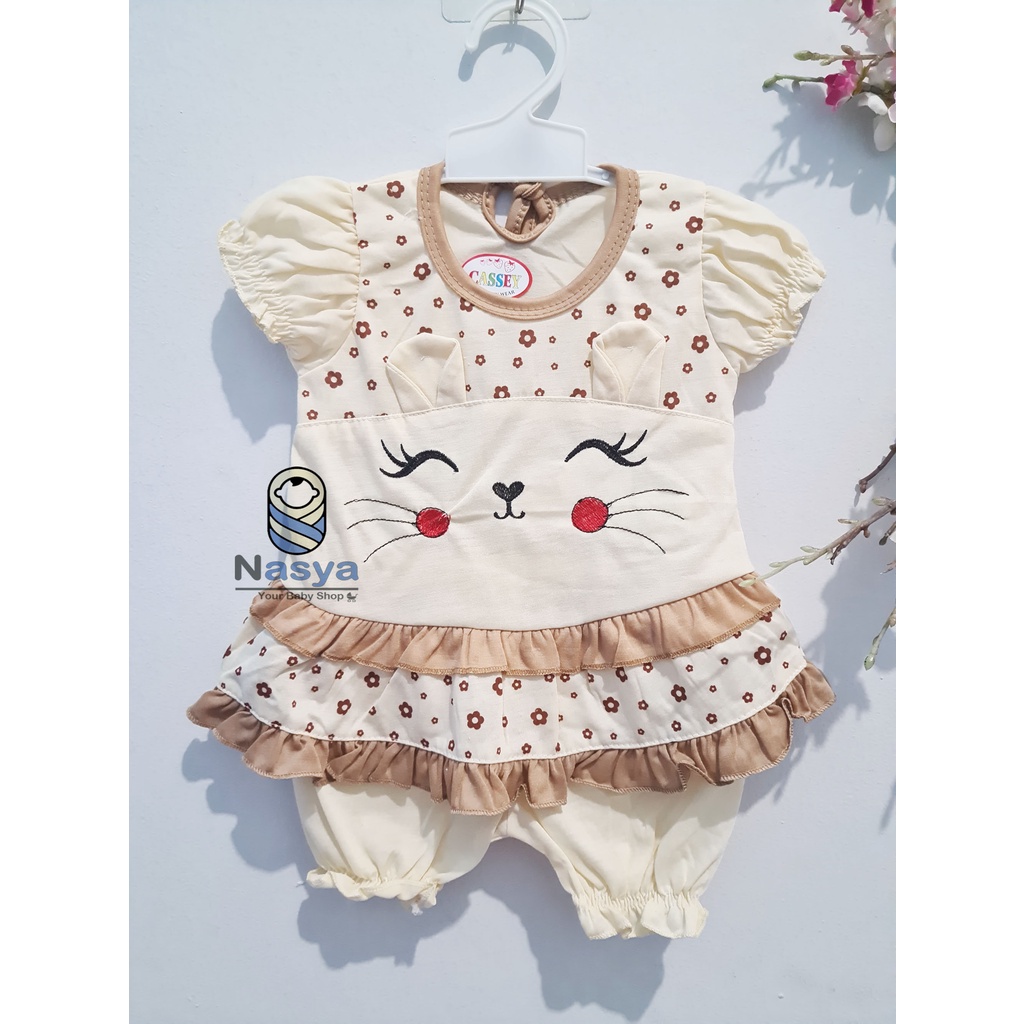 [N-020] Setelan baju bayi perempuan / baju anak 0-6 bulan dengan renda kecil