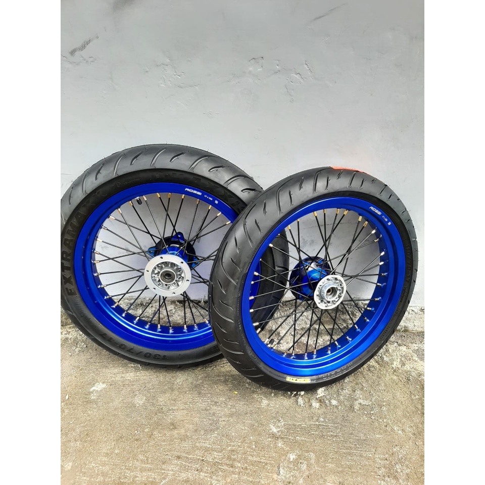 Roda Set Supermoto KLX Ban Baru PNP Ban Set Sumo Kawasaki D Tracker 150