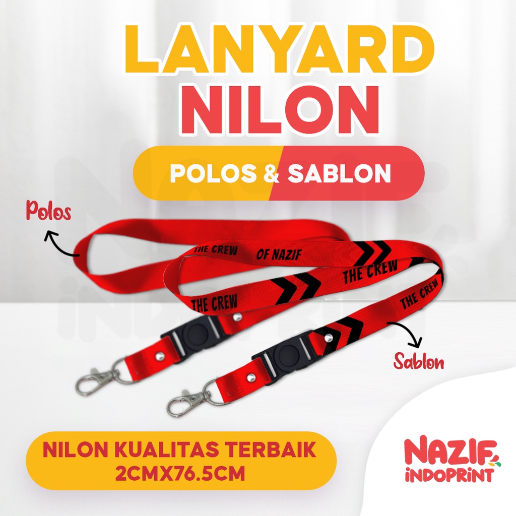 

Lanyard 2 cm Nilon Sablon & Polos / Tali ID Card Nilon 2 cm Sablon & Polos / Gantungan ID Card Nilon 2 cm Sablon custom suka suka