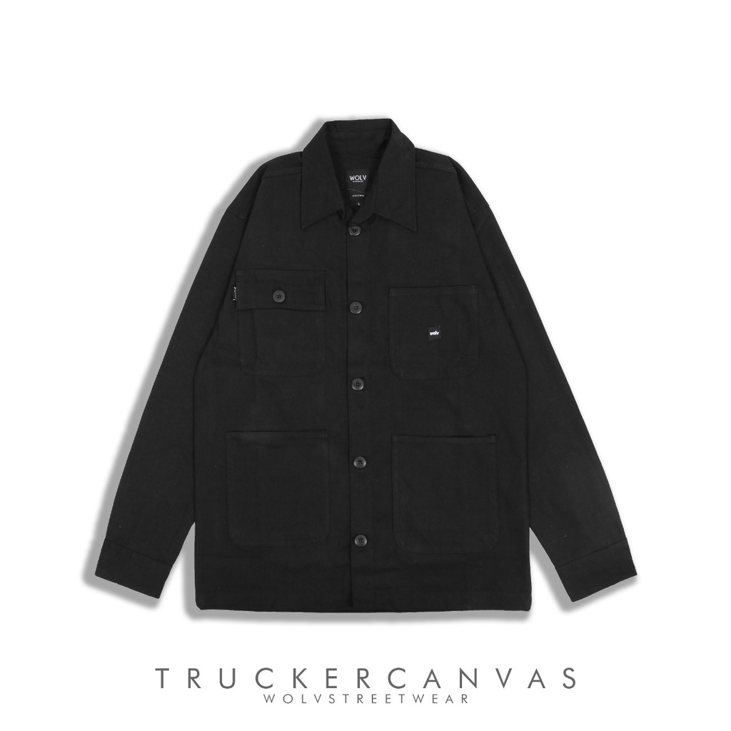 [SIAP KIRIM] Jaket Trucker Canvas Semi Parka Pria Original Wolv Distro Bandung / Field jacket