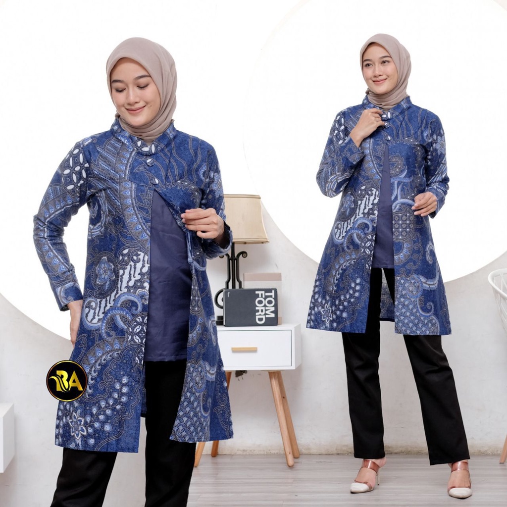 Baju Batik Wanita Modern Atasan Tunik Batik Kerja Kantor Wanita Seragam Batik Alina M L XL XXL