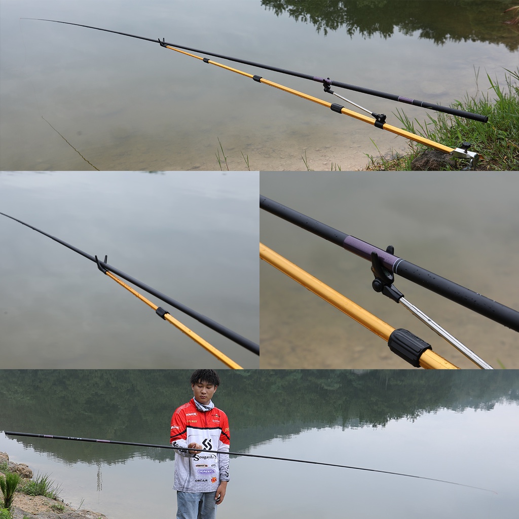 Sougayilang Joran Tegek Fishing Rod Portabel 2.7M-7.2M Fishing Rod 5-12 Bagian 4 Serat Kaca Warna Teleskopik Pancing Untuk Air Tawar