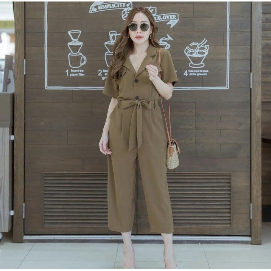 jumpsuit wanita lengan pendek / jumpsuot panjang lengan pendek / jumpsuit busui