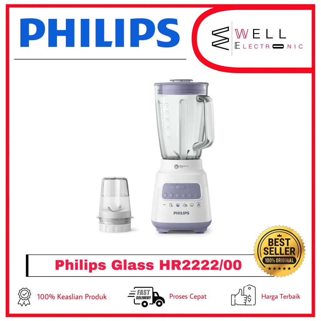 PHILIPS BLENDER KACA HR2222/00 LAVENDER GLASS JAR HR 2222 GARANSI 2 TAHUN RESMI