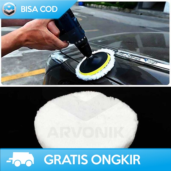 ALAT POLES WAX BODY MOBIL HALUS LEMBUT POLISHER PAD 8CM WOL SINTETIS