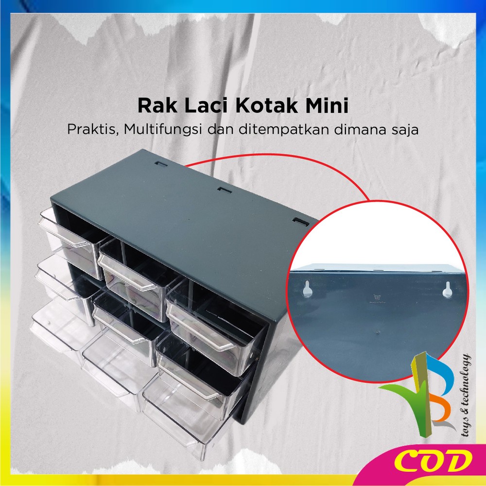 RB-C804 Kotak Laci Perhiasan kotak Aksesoris Mini 9 Sekat / Kotak Penyimpanan Serbaguna Laci Mini / Laci Aksesoris Storage Box Multifungsi