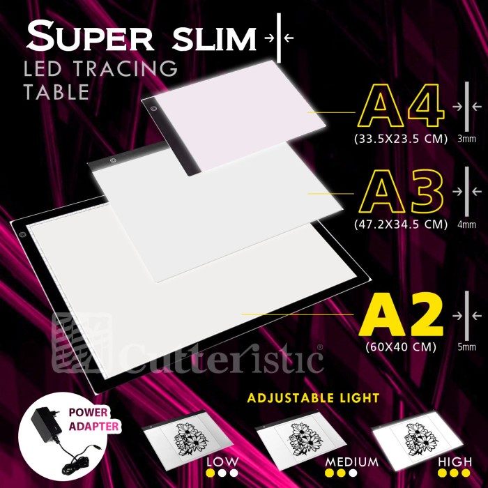 

Tracing Board LED A2, Meja Jiplak Light Pad Gambar Drawing - A2