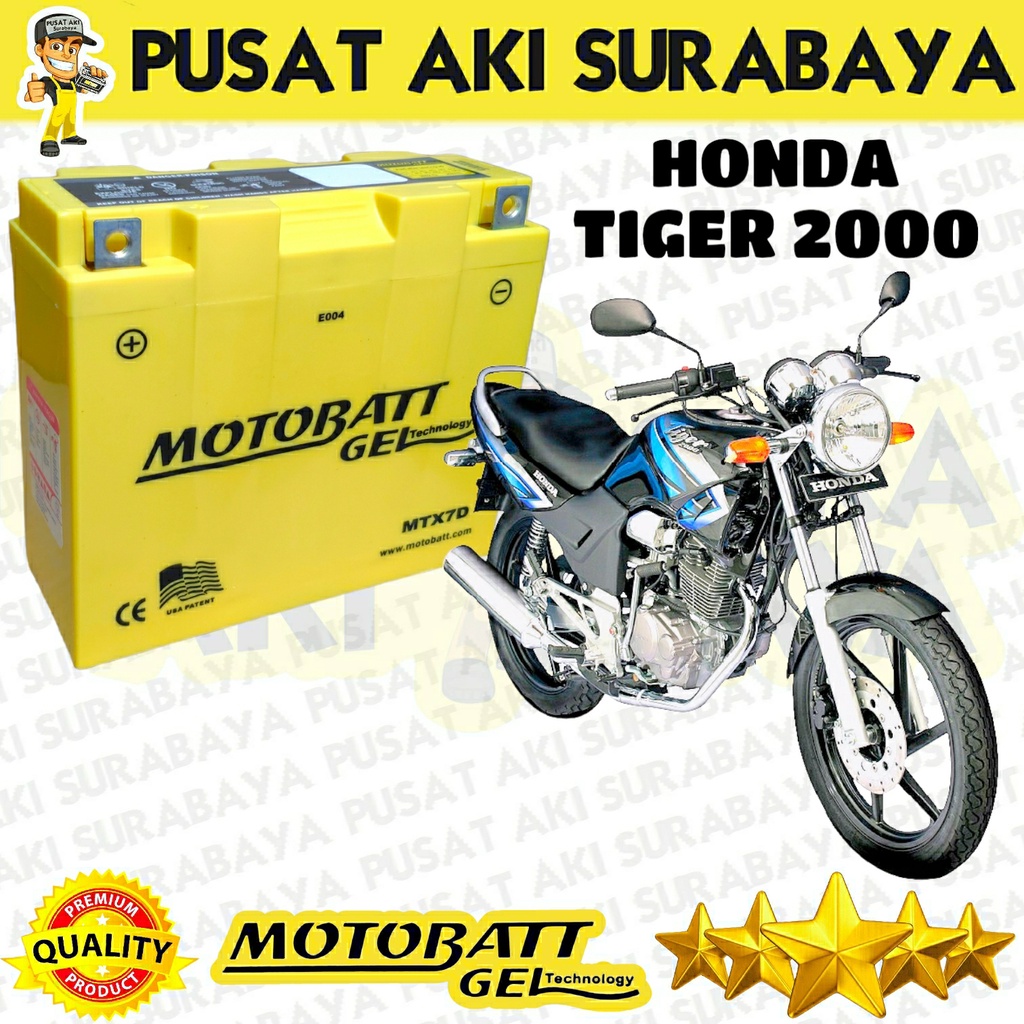 BATTERY AKI MOTOBATT MTX7D 7 AMPER 12 VOLT ASLI ACCU GEL HONDA TIGER 2000 YAMAHA SCORPIO TOSSA JAGUAR YB7B