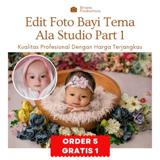 Image of Jasa Edit Foto Bayi Newborn perempuan laki-laki Ala Studio | Baby Newborn Photo Studio papan nama