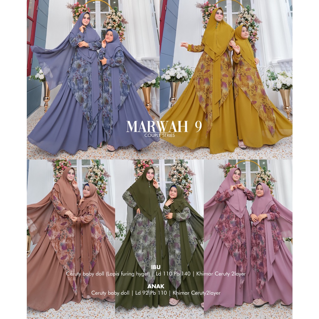 Zahira1808 Sale Habisin Stok Marwah 9 Gamis Couple Ibu dan anak Muslim Syari Ibu Busui Dress Hijab T