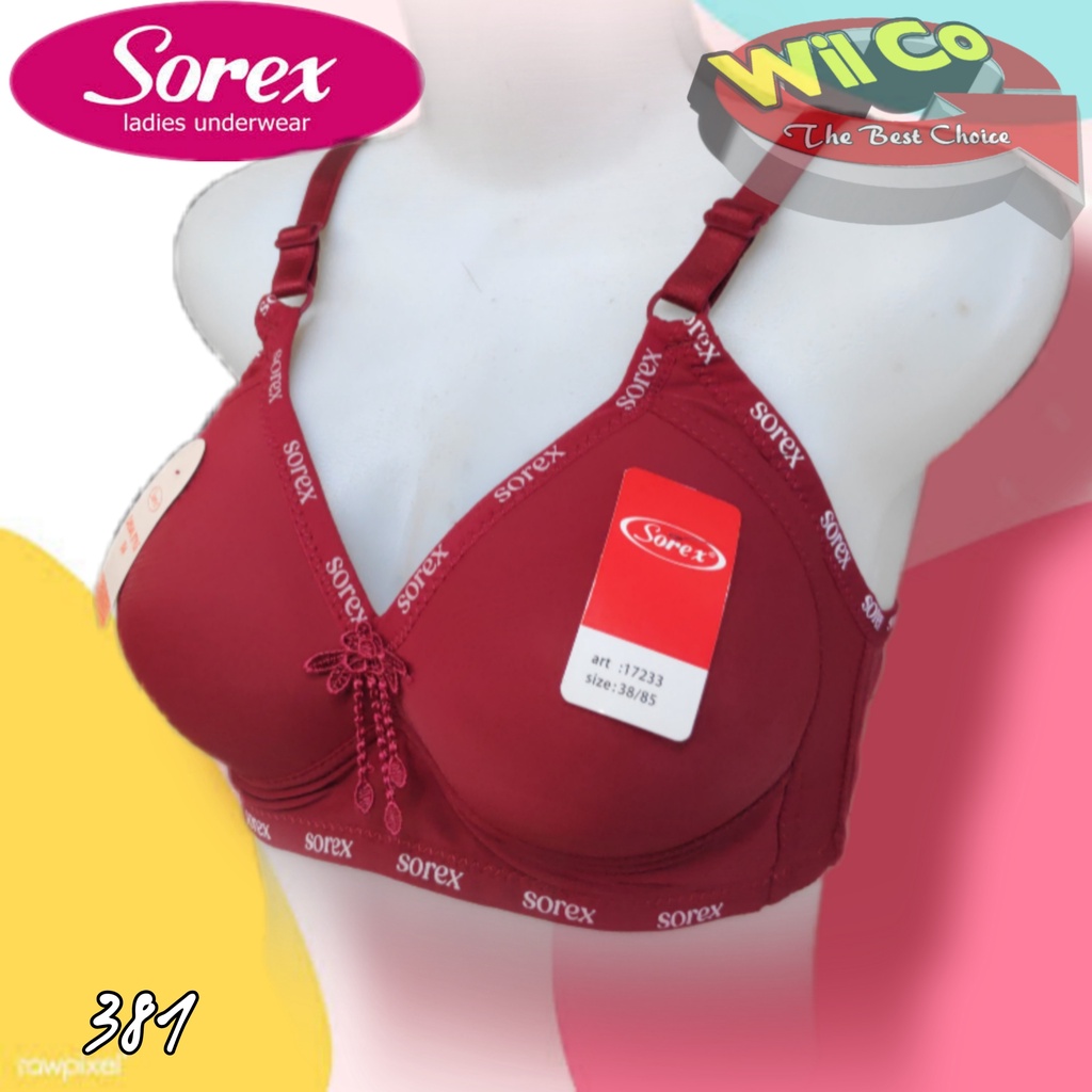 K381 - BRA/BH WANITA SOREX BUSA TANPA KAWAT CUP C SIZE 36C - 42C  TIGA PENGAIT