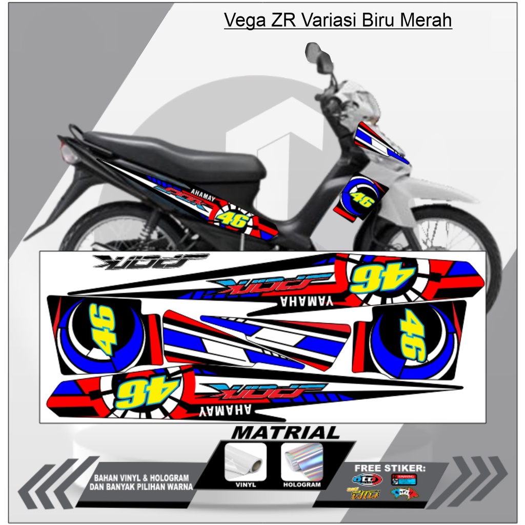 STIKER STRIPING VARIASI VEGA ZR BAHAN PUTIH/HOLOGRAM VINYL|LIS SEPEDA MOTOR VEGA|STIKER MOTOR VEGA Z