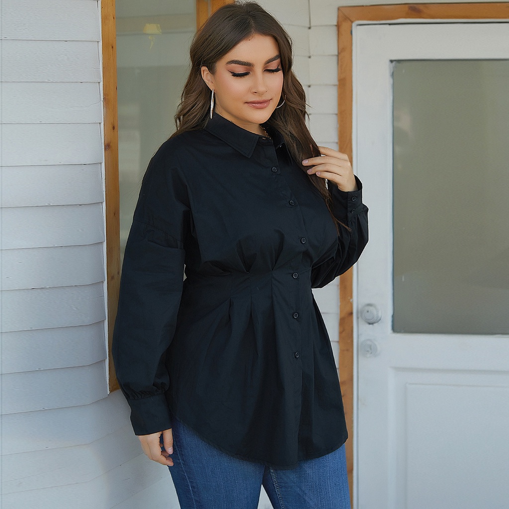 Lingerie GN3747 baju kemeja wanita / baju kemeja big size / baju wanita jumbo(Q5E3) Lingering Sexy L